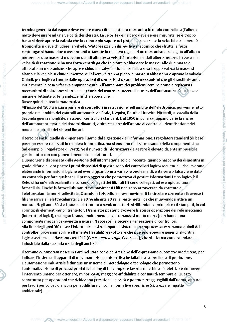 Anteprima pagina 5 — Riassunto automazione