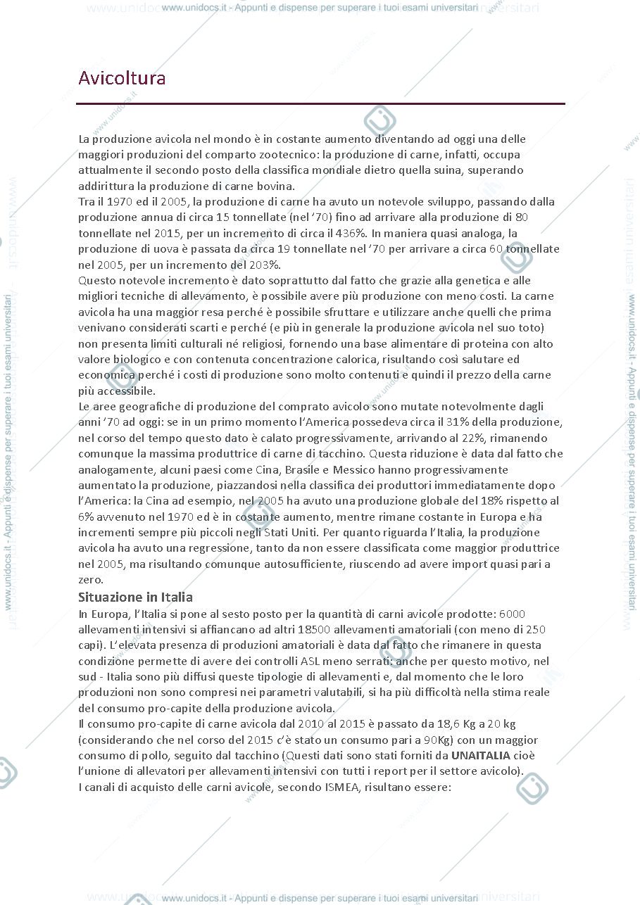 Anteprima pagina 1 — Appunti di Avicoltura 