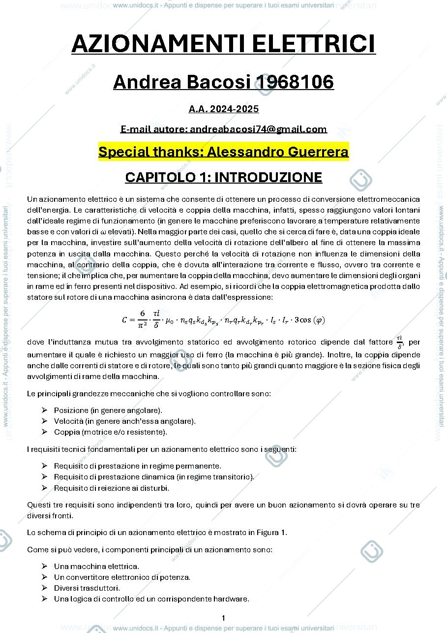 Anteprima pagina 1 — Azionamenti Elettrici Corso Completo