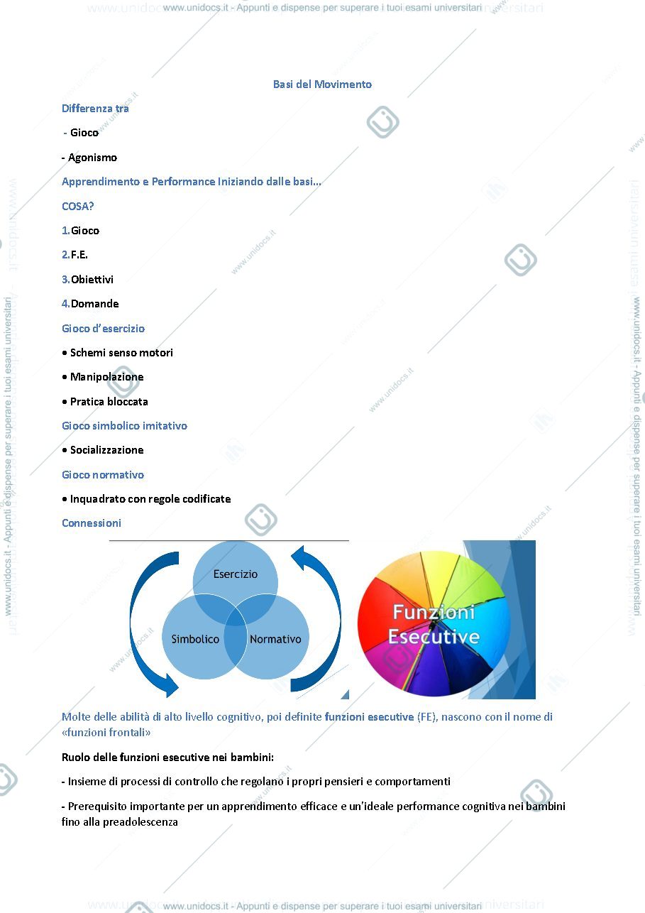 Anteprima pagina 1 — Appunti di Basi del Movimento