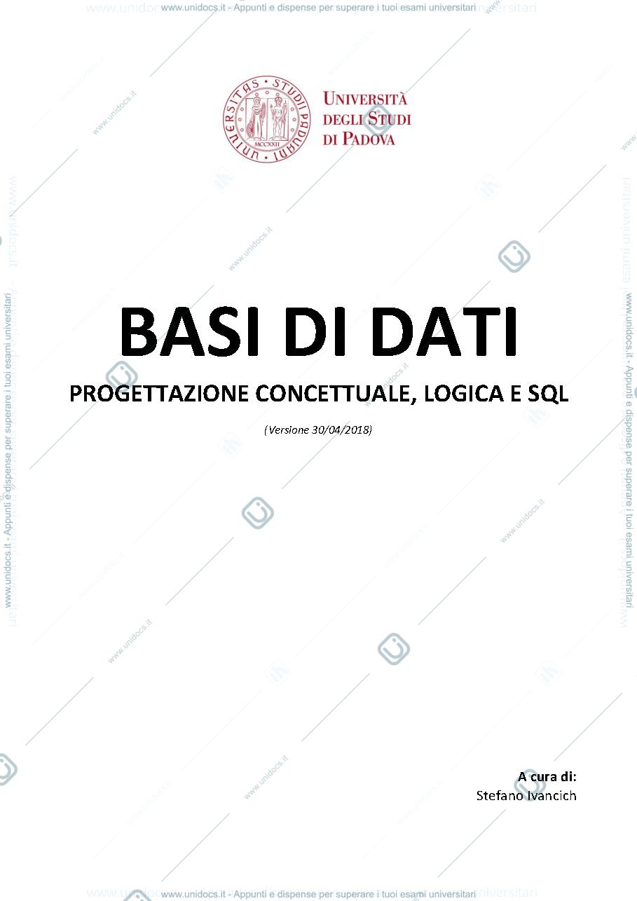 Anteprima pagina 1 — Riassunto basi di dati