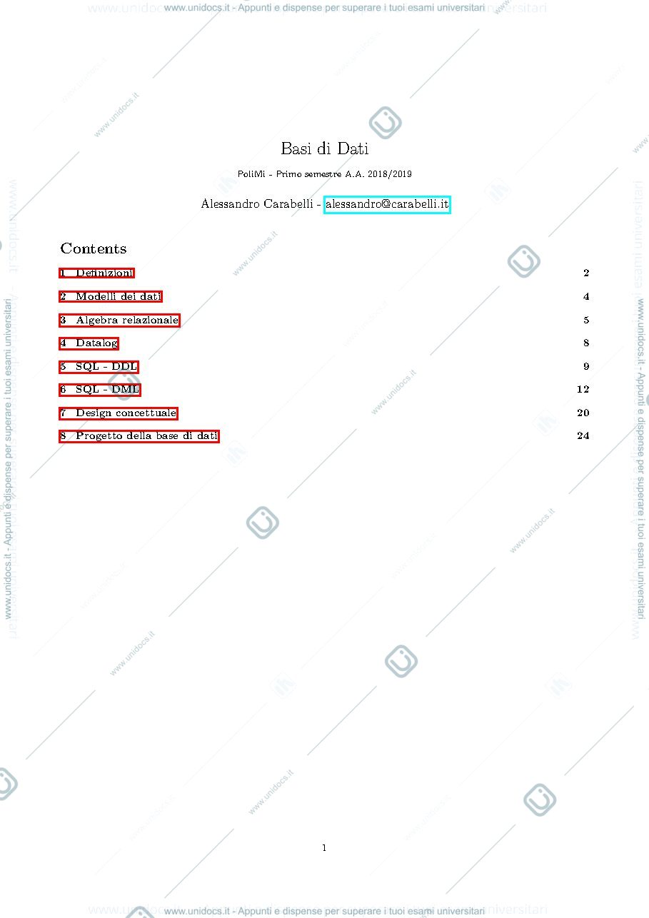 Anteprima pagina 1 — Basi di dati - Latex