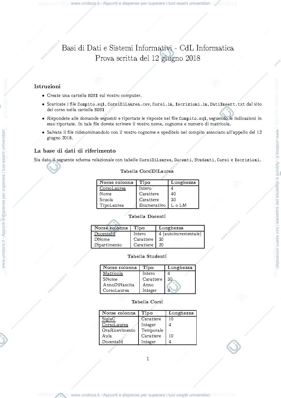 Anteprima pagina 1 — PROVA PRATICA DEL GIUGNO 2018