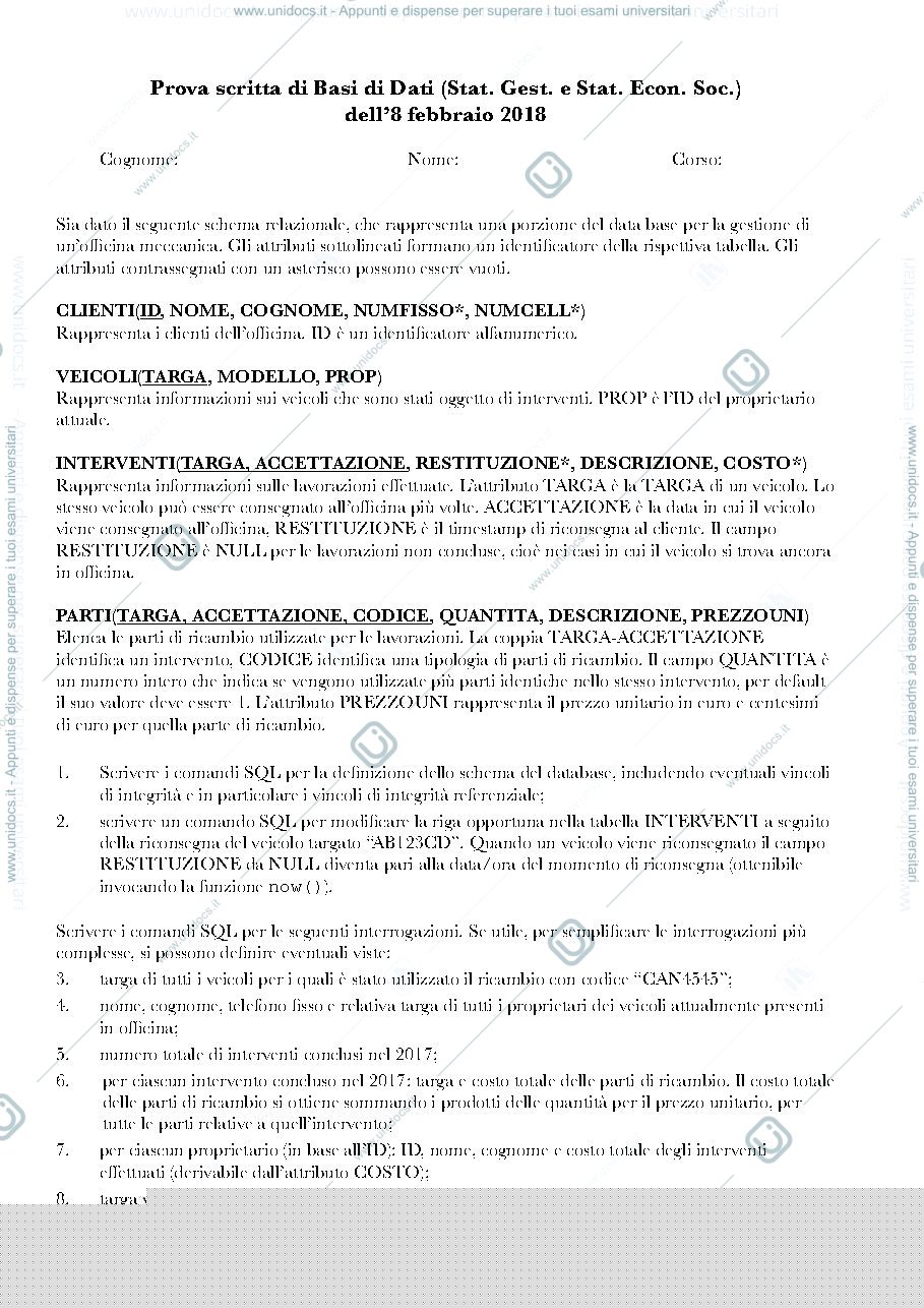 Anteprima pagina 1 — Esercitazioni