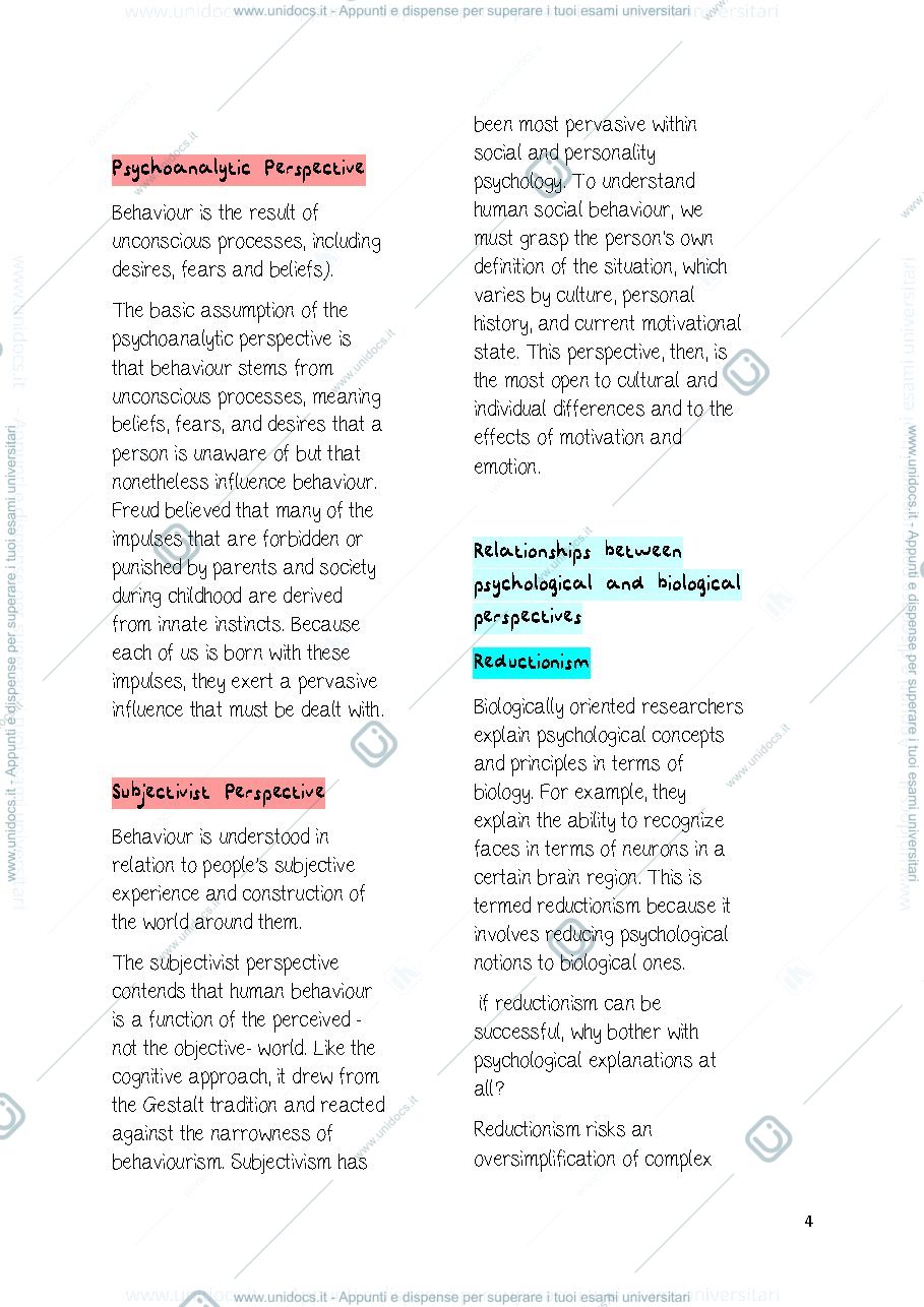 Anteprima pagina 4 — BASIC CONCEPTS OF PSYCHOLOGY (MOD.A+B)