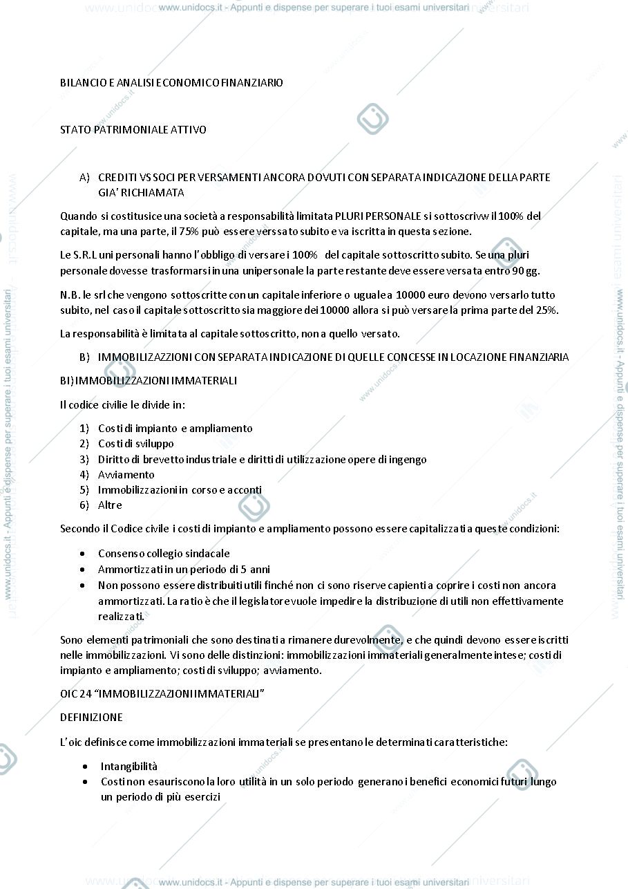 Anteprima pagina 1 — bilancio e analisi economico e finanziario 