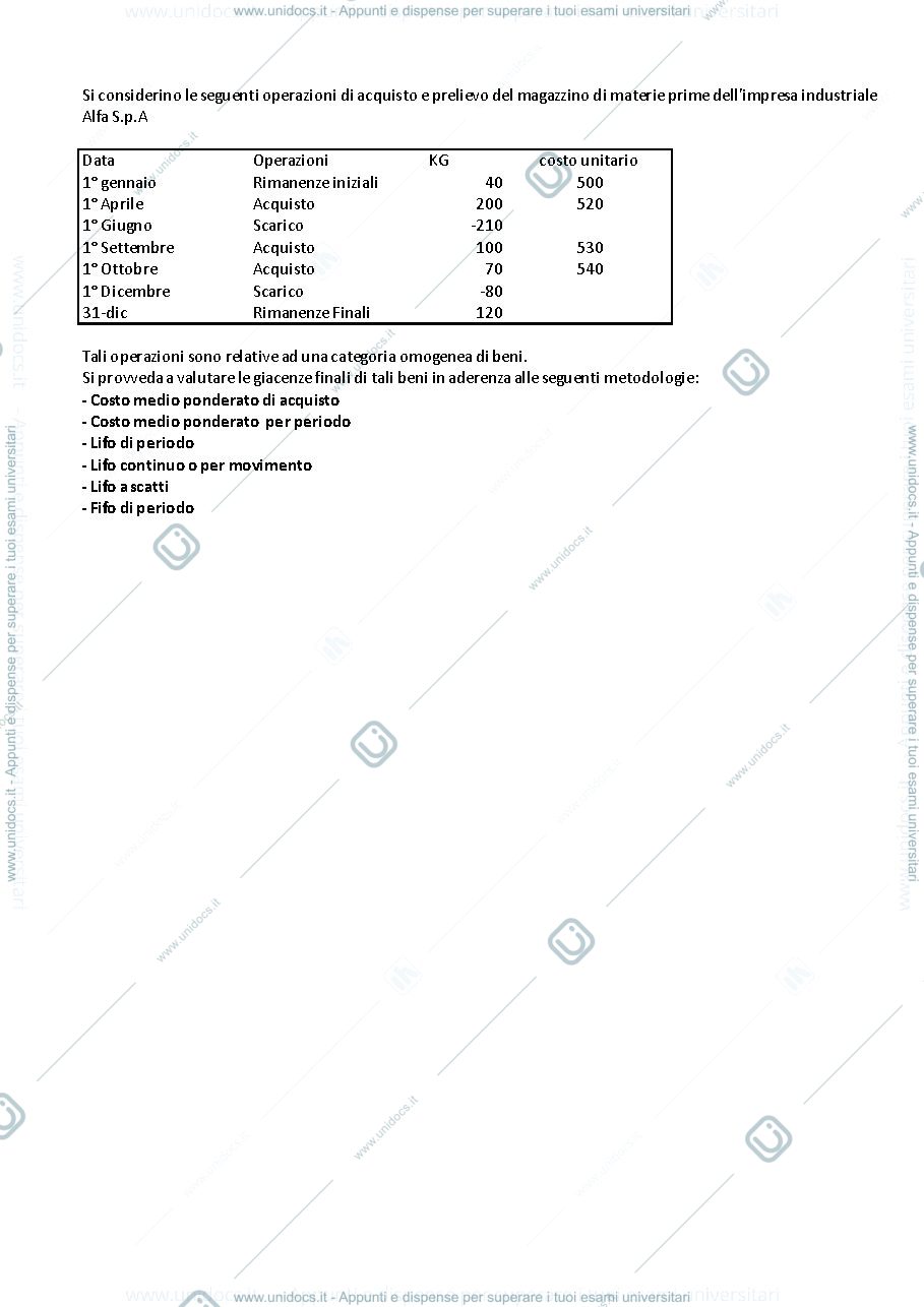 Anteprima pagina 1 — Esercizio rimanenze OIC