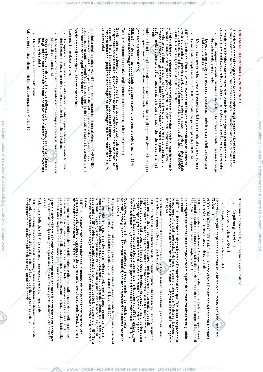 Anteprima pagina 1 — appunti biochimica 1