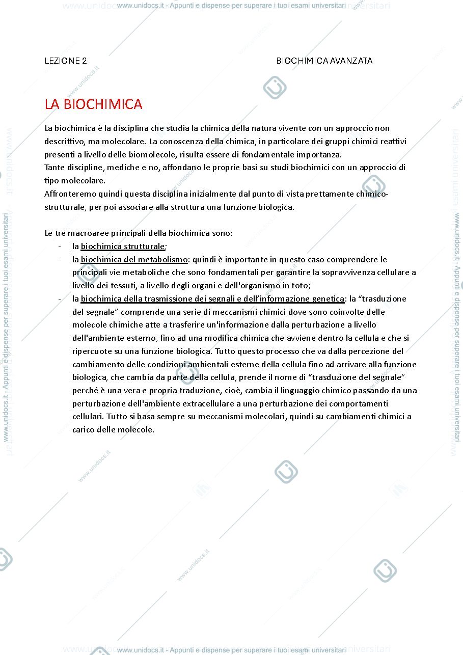 Anteprima pagina 1 — lezione Biochimica 18/09/2024