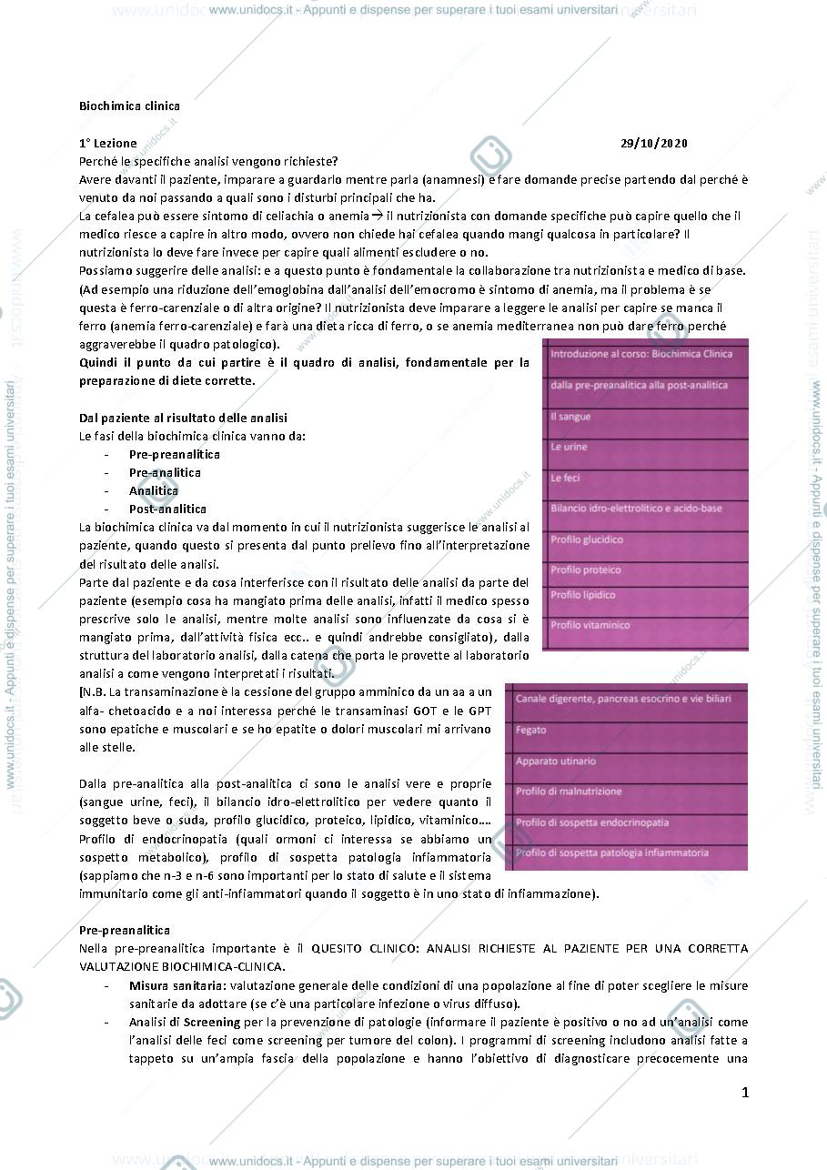 Anteprima pagina 1 — Biochimica clinica della nutrizione