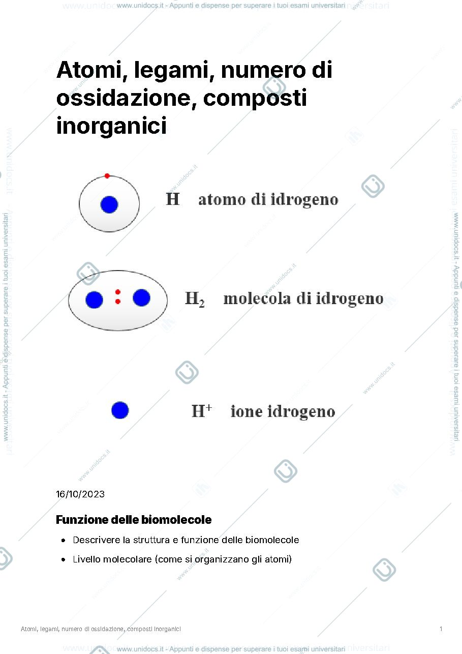 Anteprima pagina 1 — Appunti di chimica 