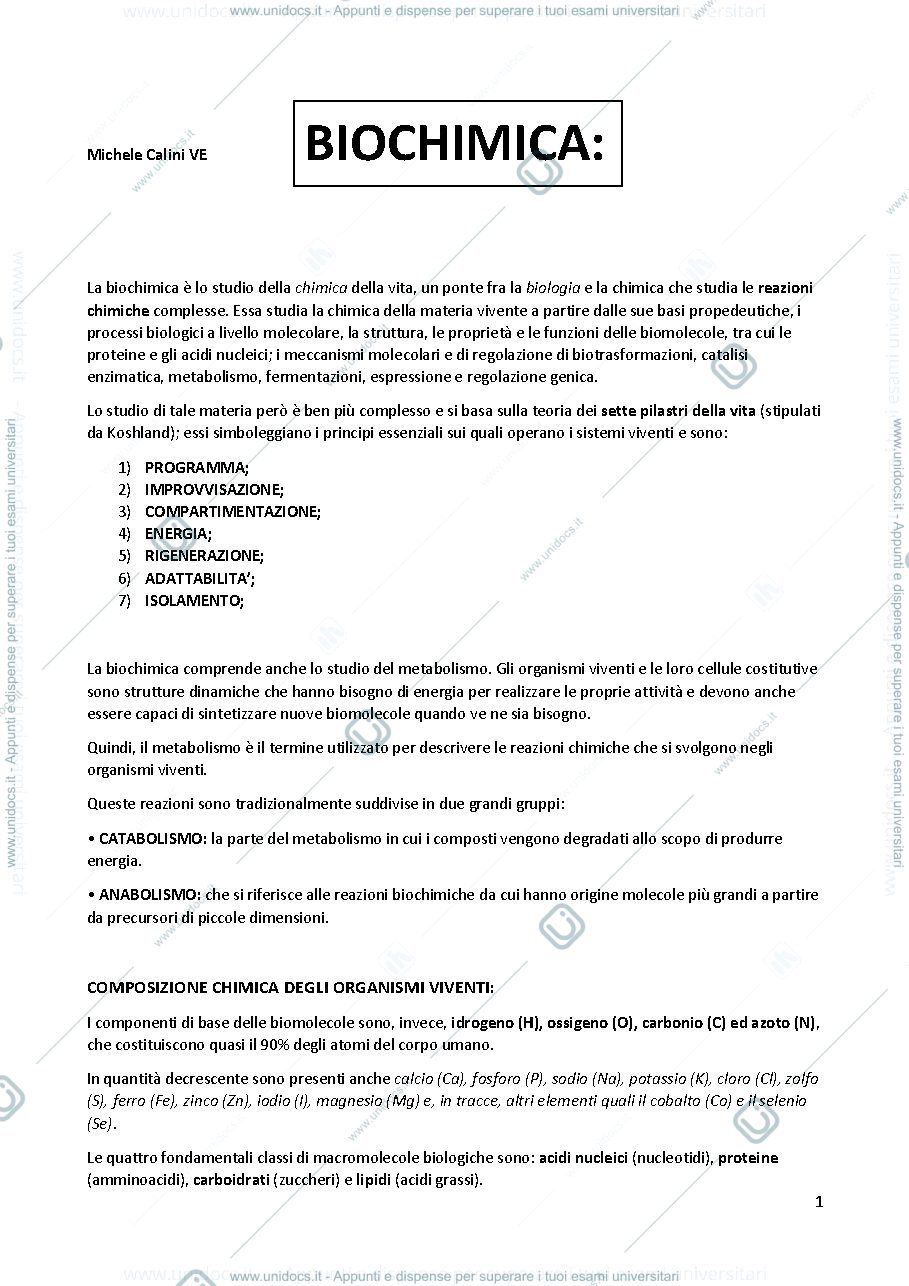 Anteprima pagina 1 — BIOCHIMICA