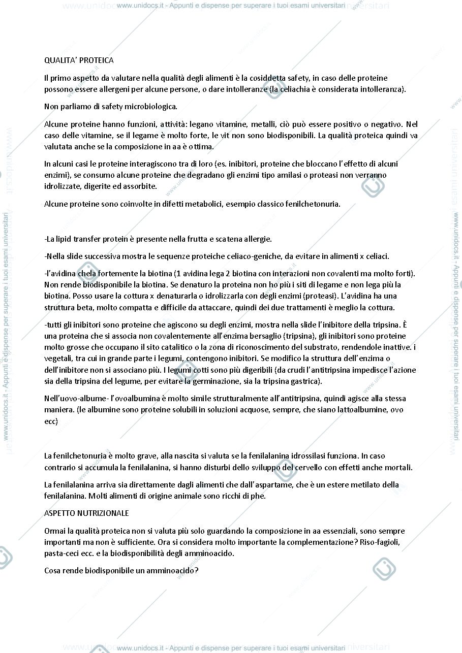 Anteprima pagina 1 — Biochimica degli alimenti, modulo 1 (prof. Iametti)