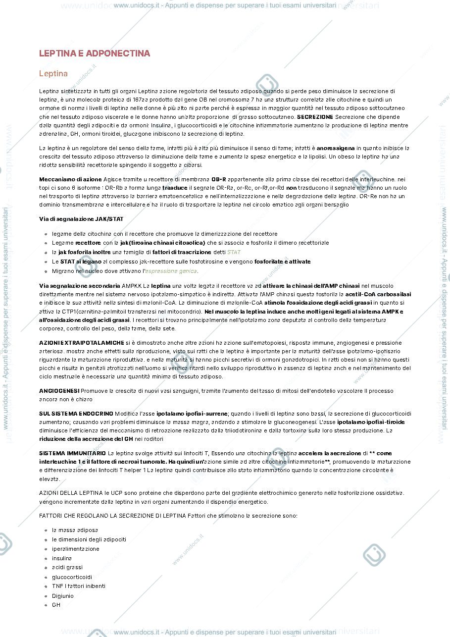Anteprima pagina 1 — LEPTINA E ADIPONECTINA