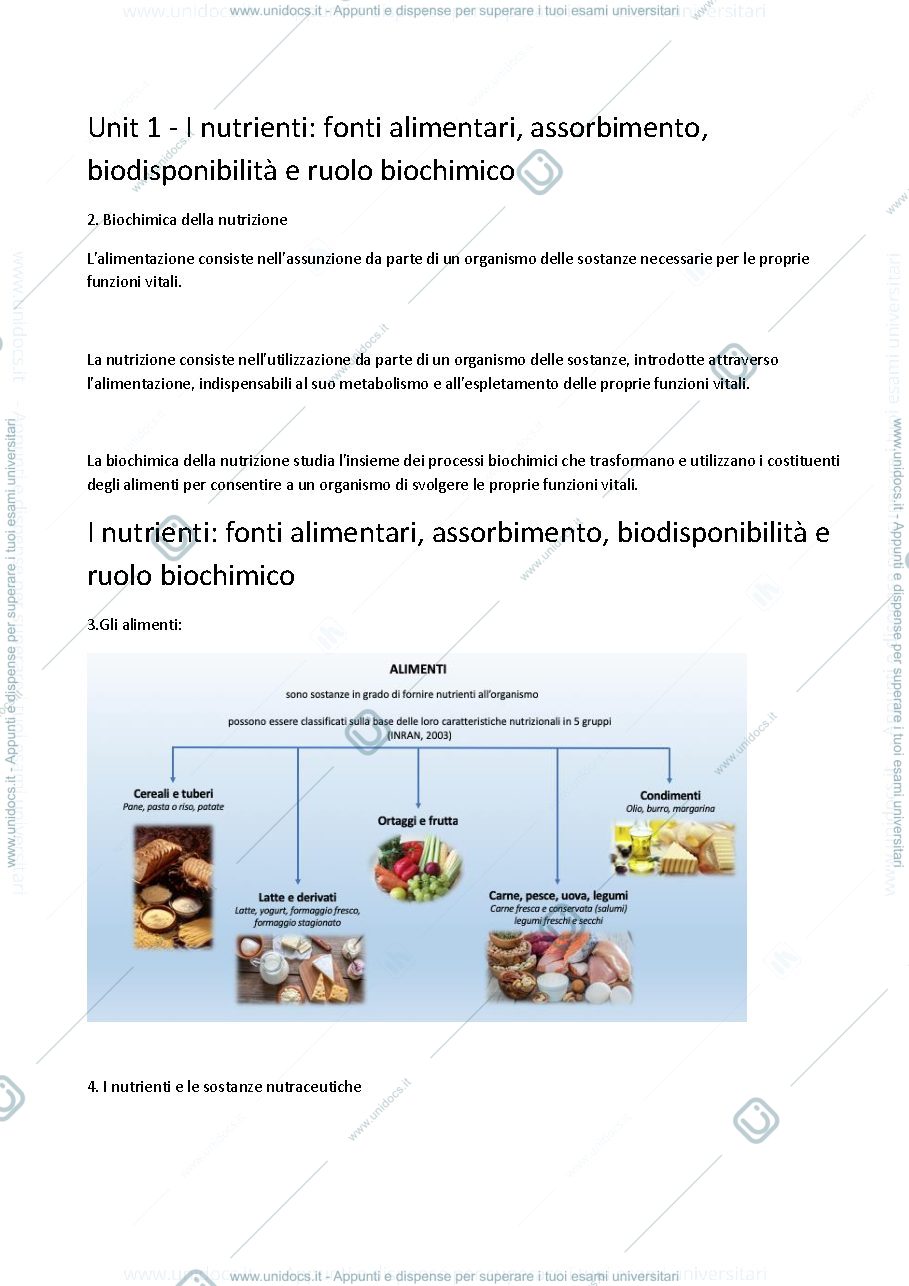 Anteprima pagina 1 — Biochimica della nutrizione 