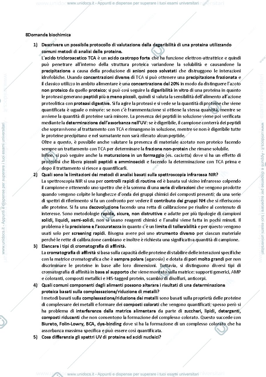 Anteprima pagina 1 — domande di biochimica
