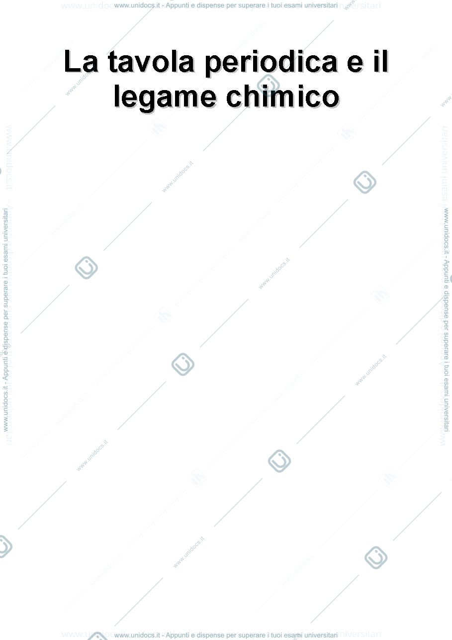 Anteprima pagina 1 — la tavola periodica e il legame chimico 