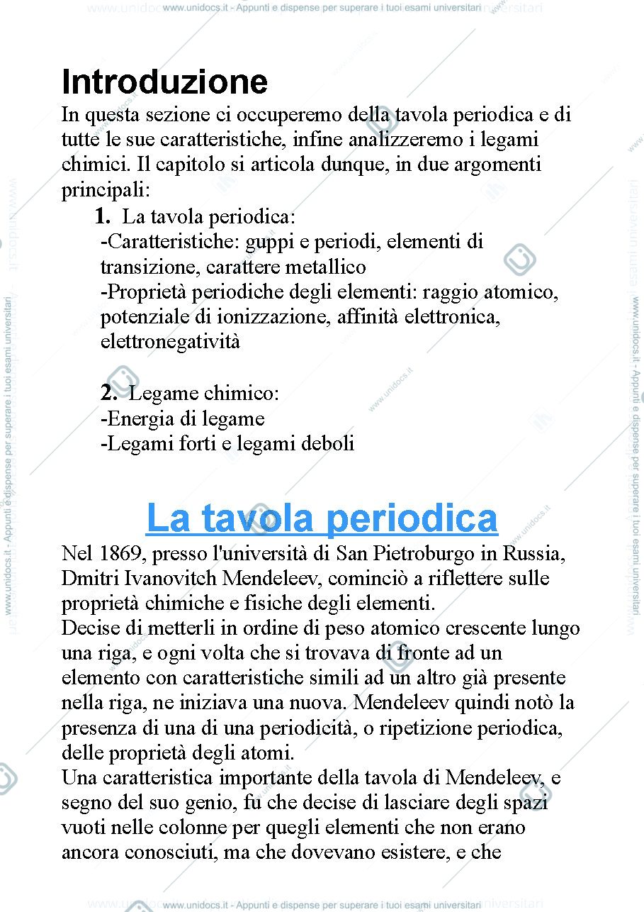 Anteprima pagina 2 — la tavola periodica e il legame chimico 