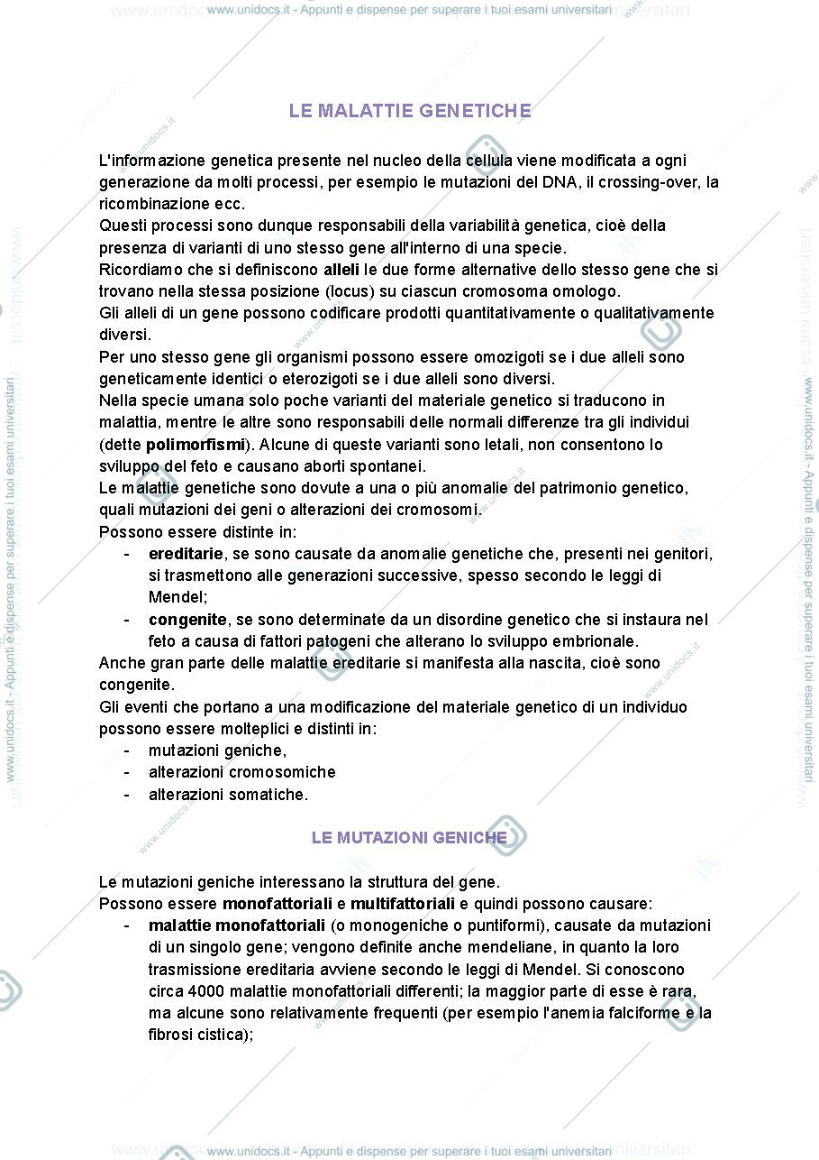 Anteprima pagina 1 — Malattie genetiche 