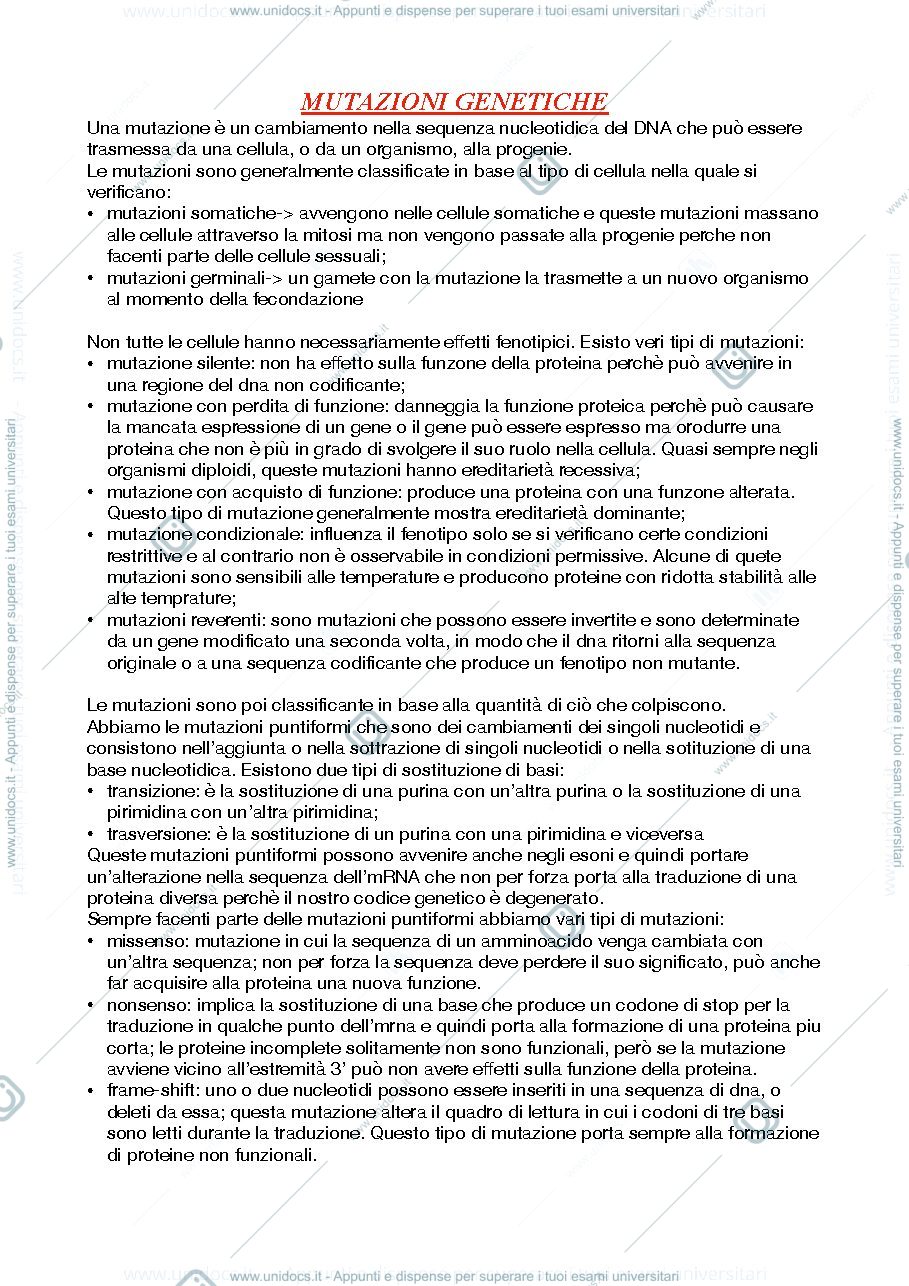 Anteprima pagina 1 — mutazioni genetica