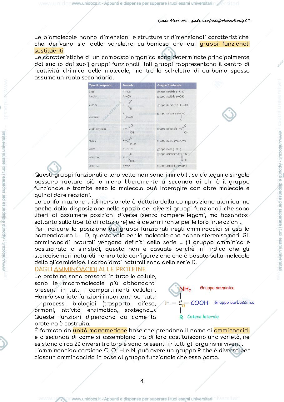 Anteprima pagina 5 — Appunti di Biochimica e Biologia Molecolare prof.ssa Brini