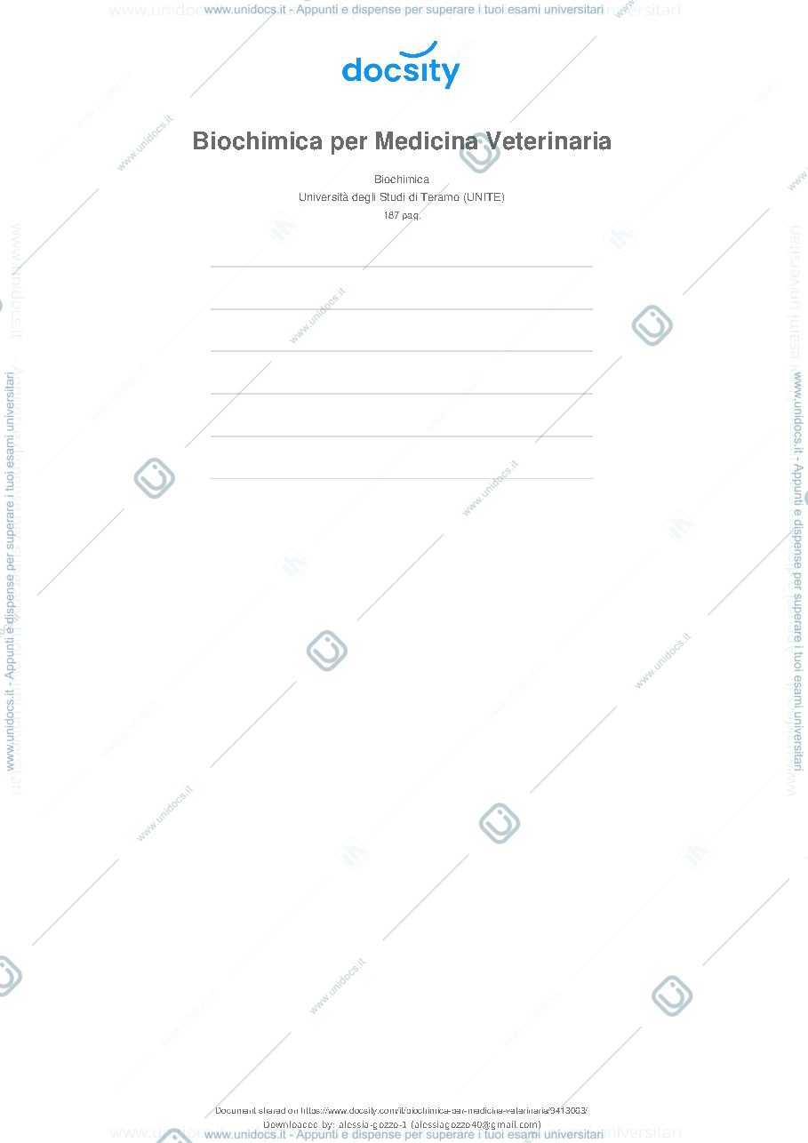 Anteprima pagina 1 — Biochimica Generale 