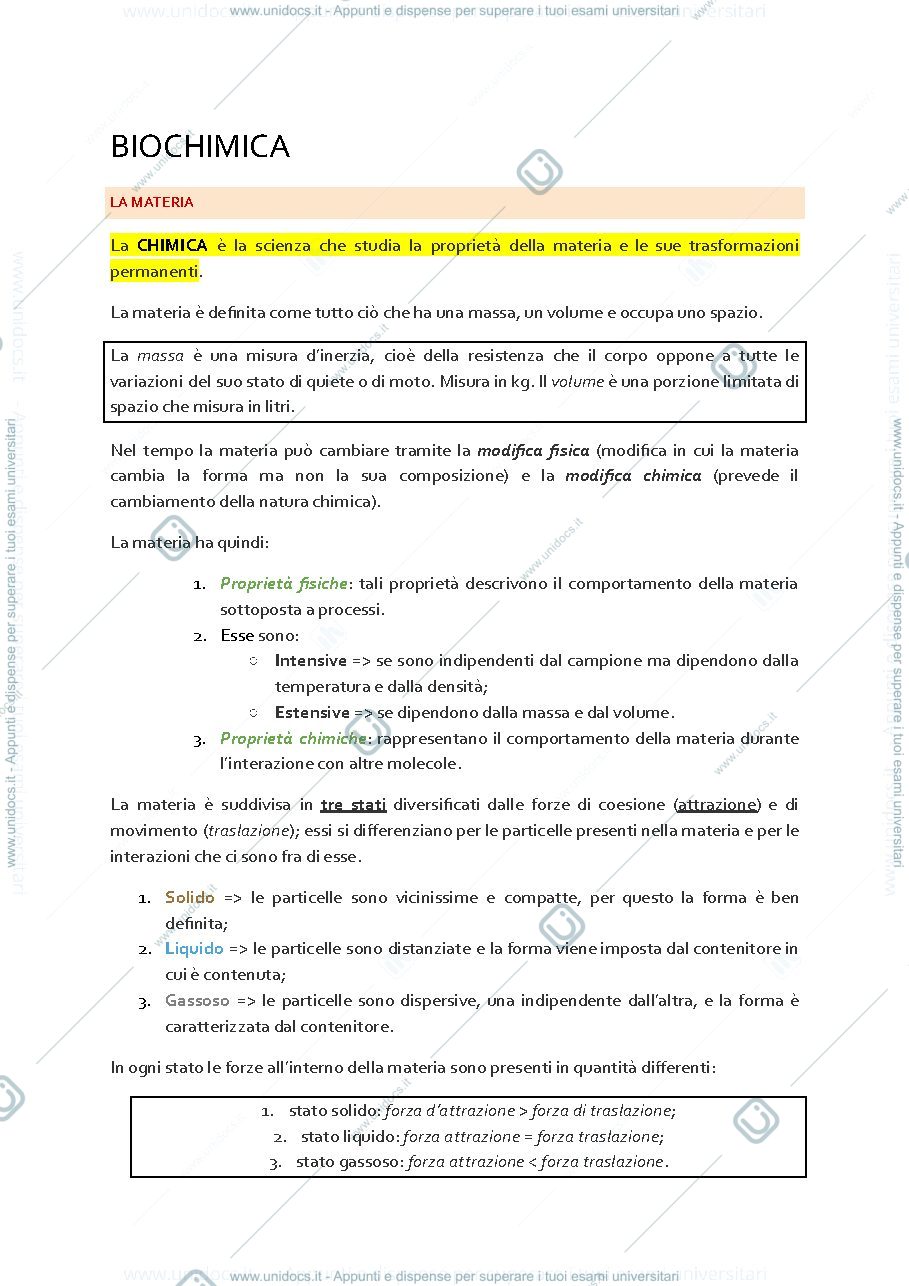 Anteprima pagina 1 — Biochimica 