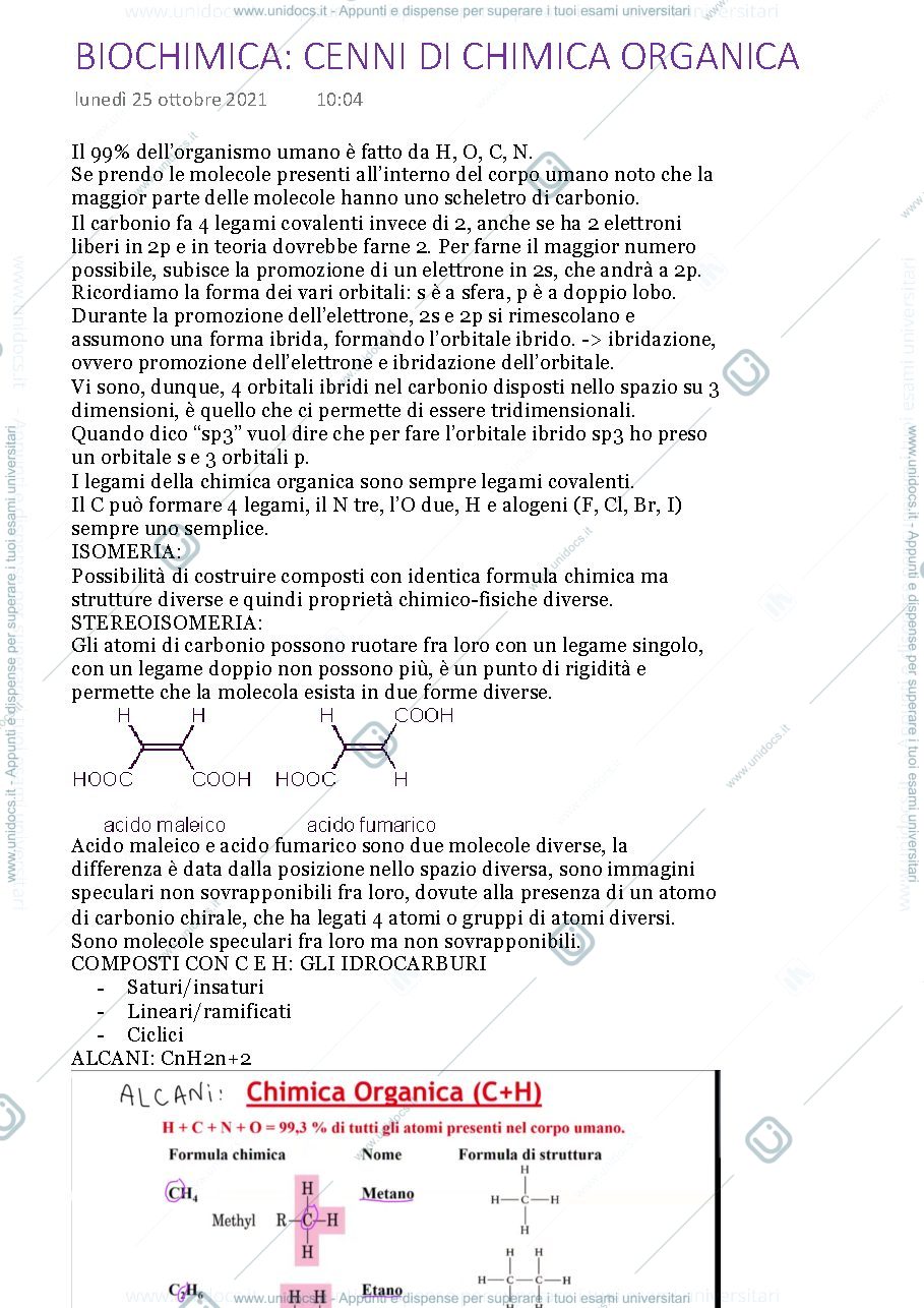Anteprima pagina 1 — Cenni di chimica organica