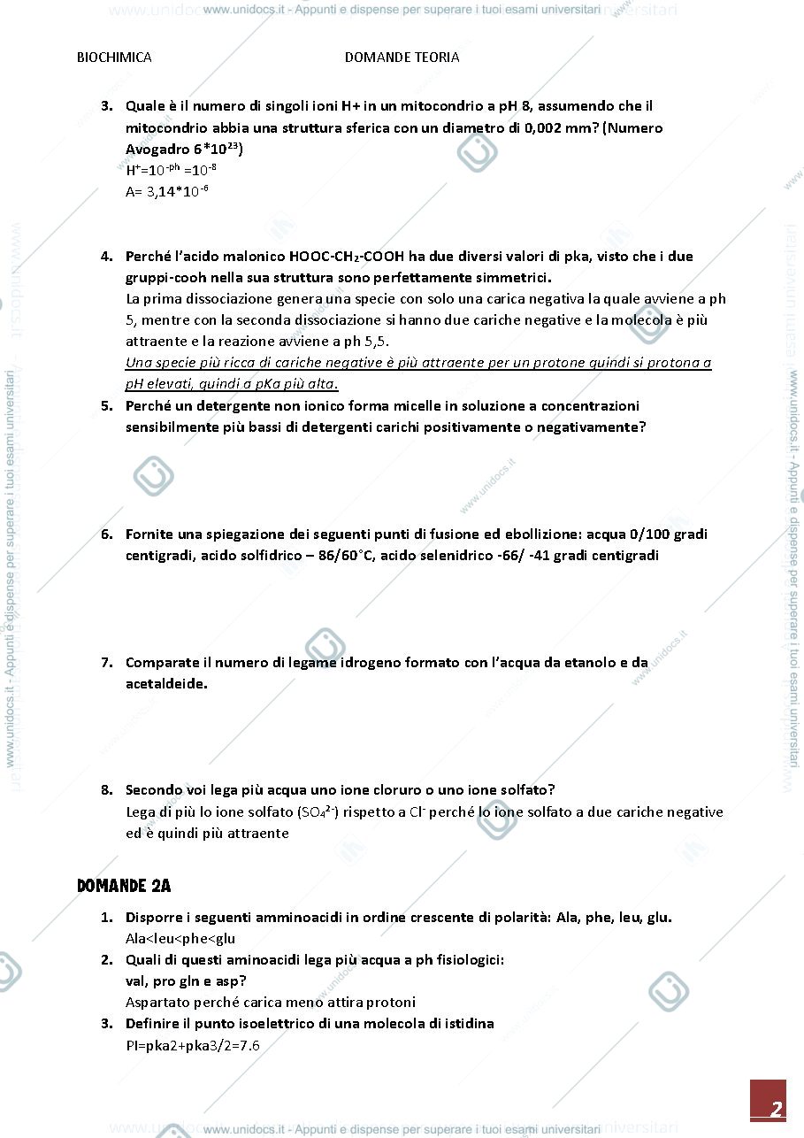 Anteprima pagina 2 — domande biochimica generale