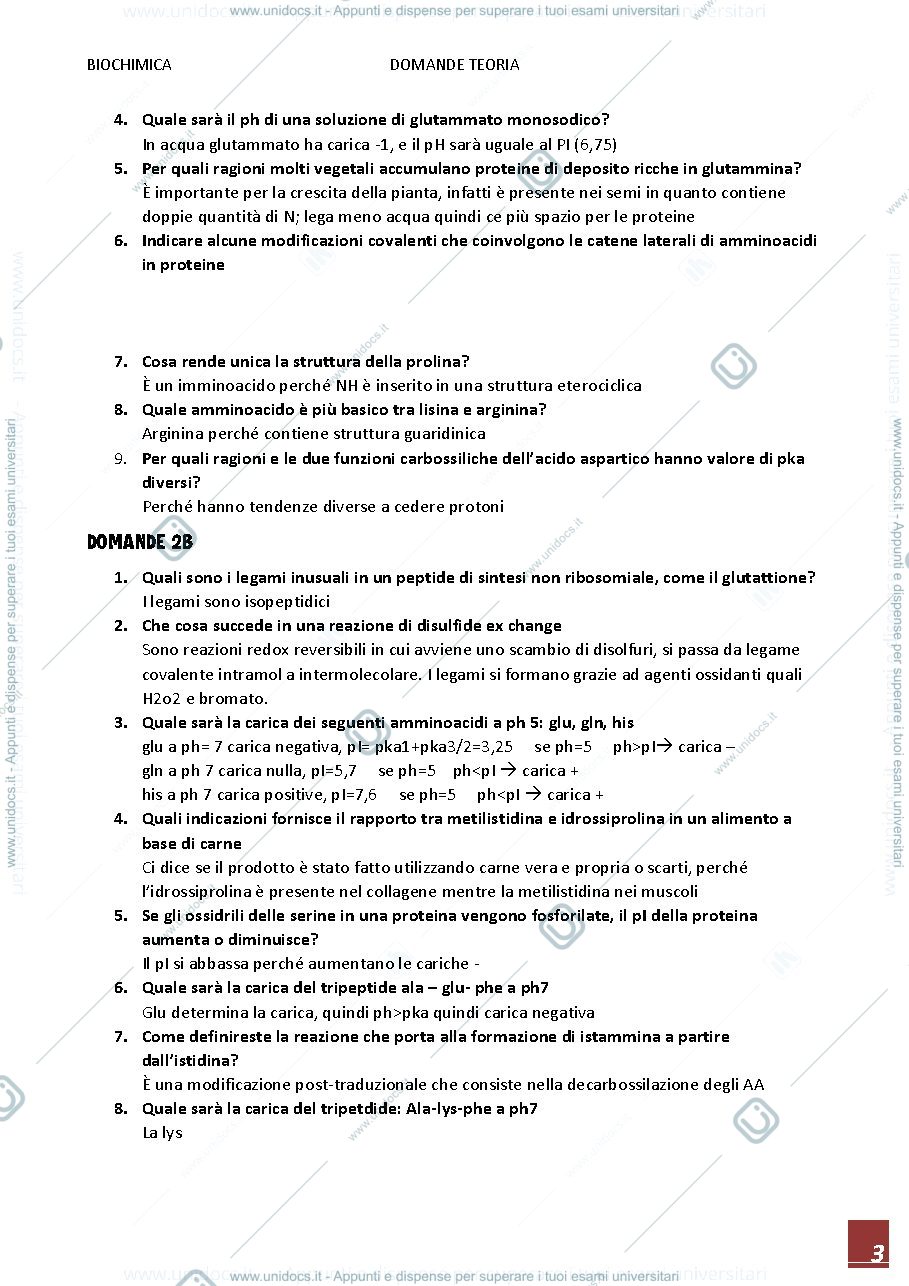 Anteprima pagina 3 — domande biochimica generale