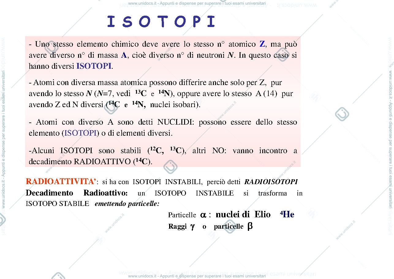 Anteprima pagina 1 — isotopi  , elettrone , mole