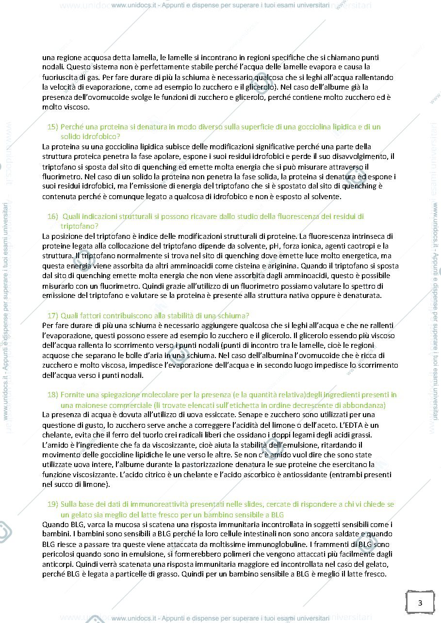 Anteprima pagina 3 — Domande e risposte d’esame biochimica alimentare