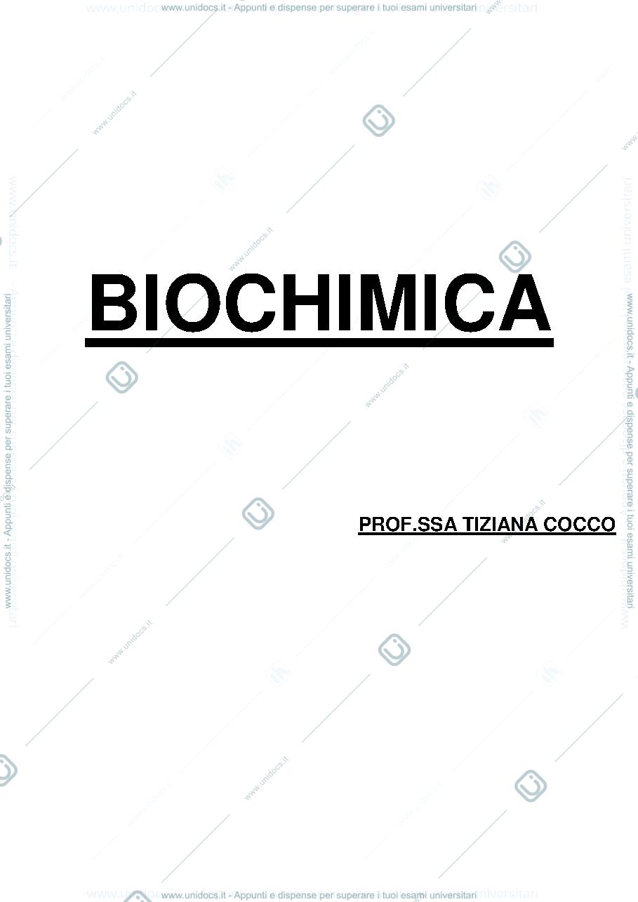 Anteprima pagina 1 — ESAME BIOCHIMICA PRIMO ANNO 