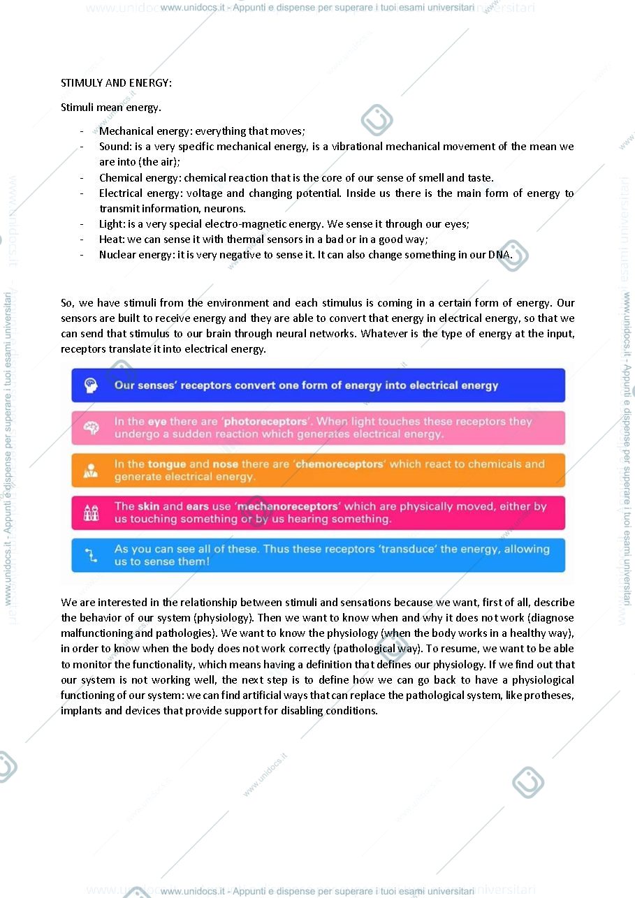 Anteprima pagina 3 — appunti Bioengineering of neurosensory system