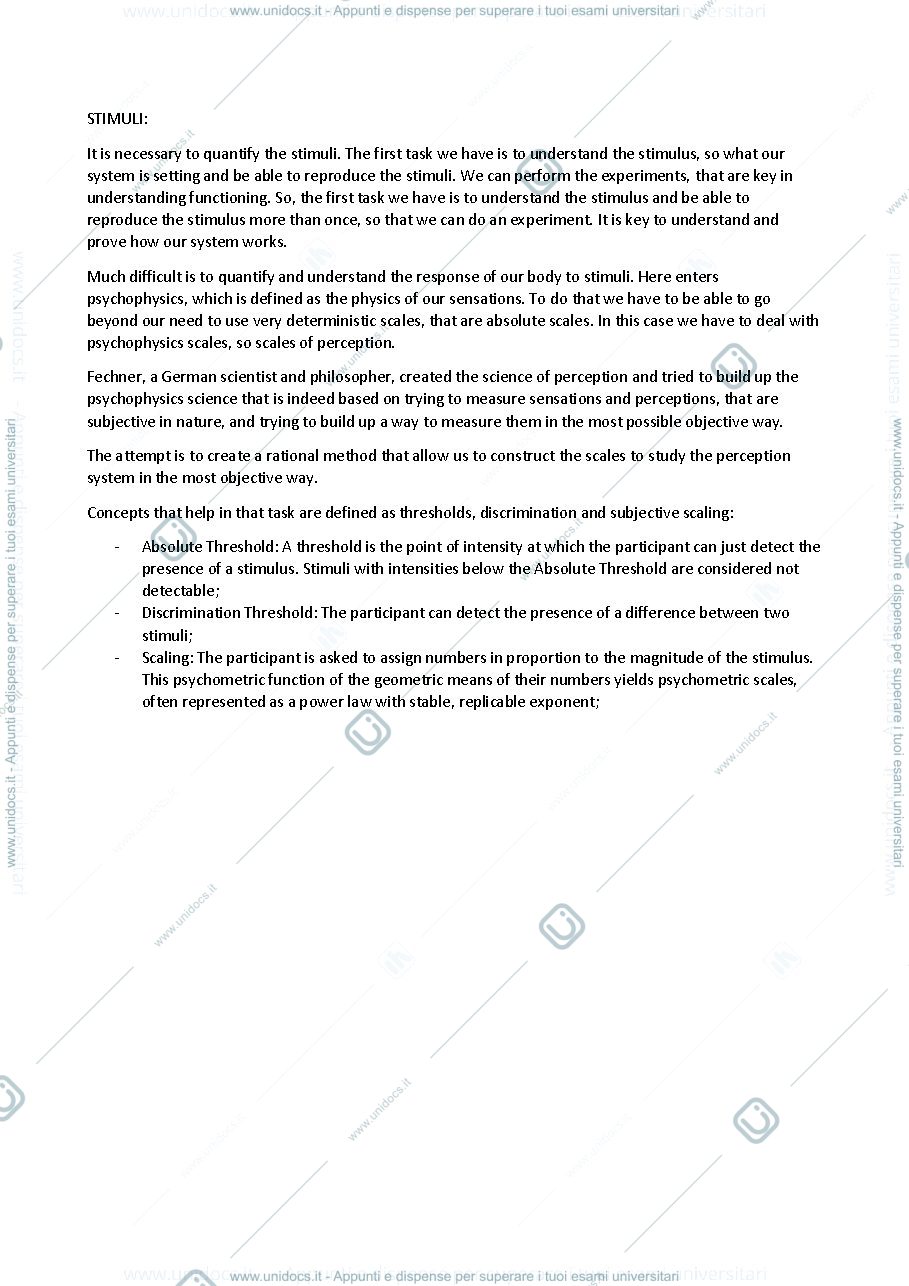 Anteprima pagina 4 — appunti Bioengineering of neurosensory system