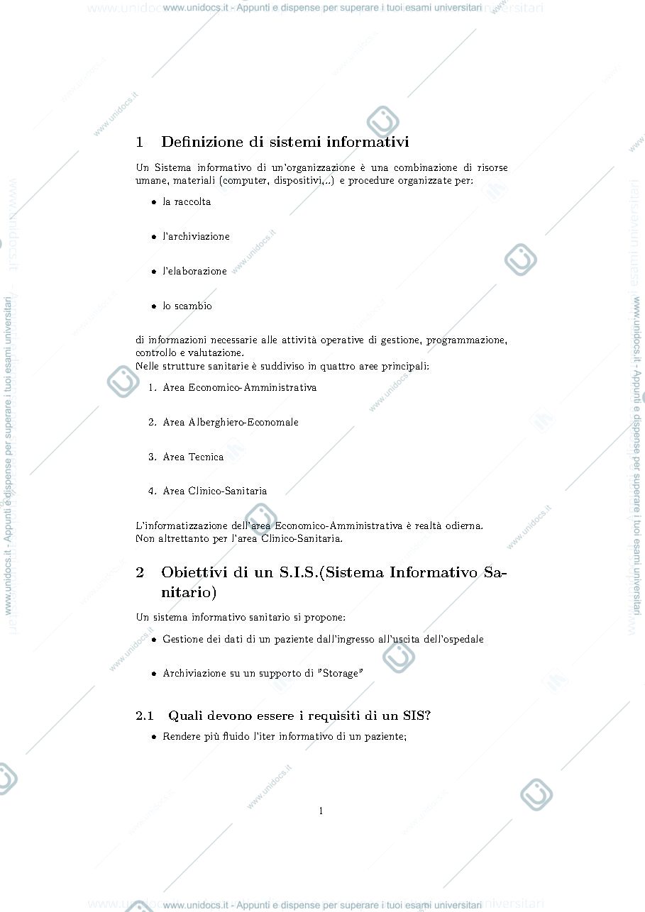 Anteprima pagina 1 — Sistemi informativi sanitari