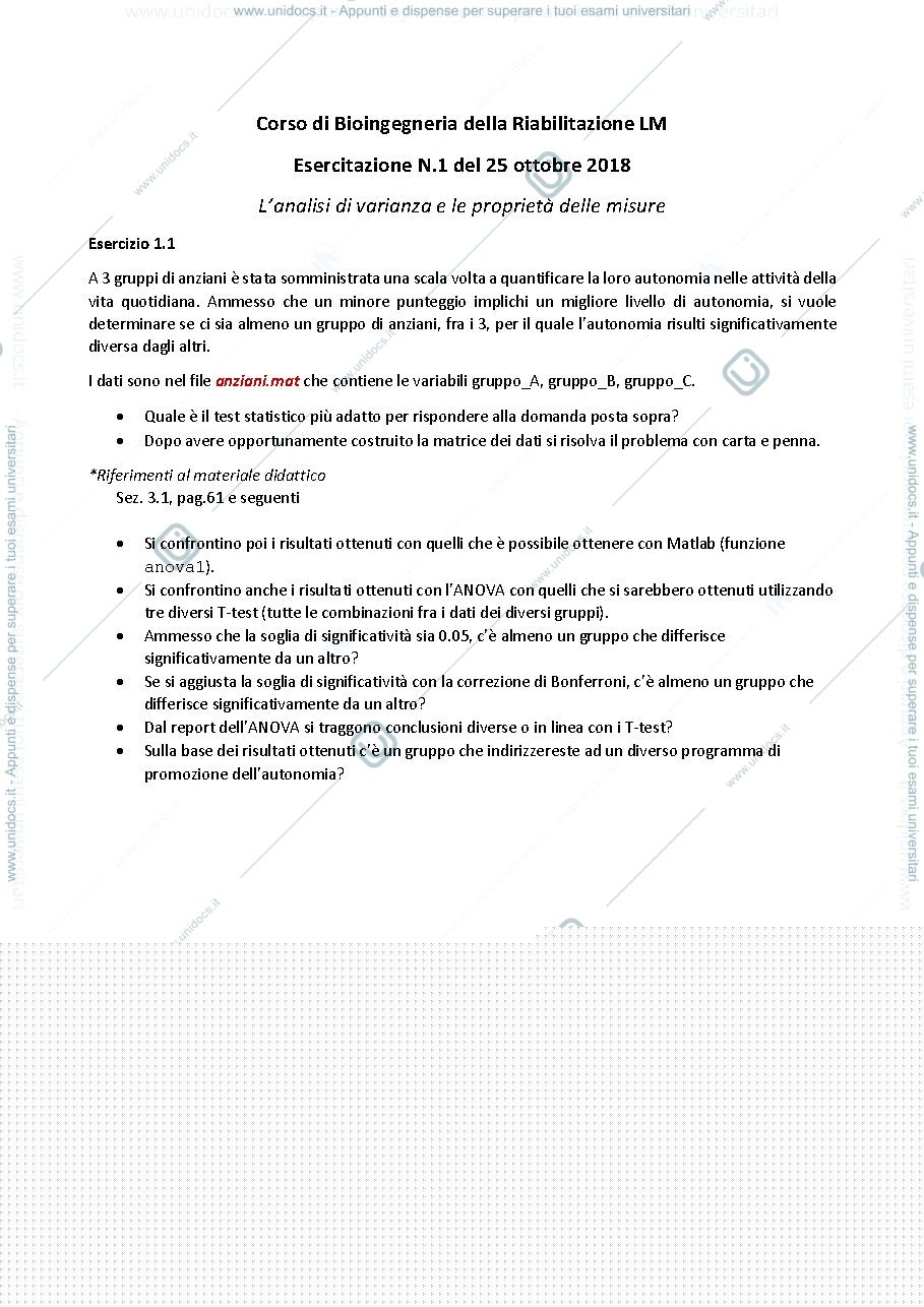 Anteprima pagina 1 — ESERCIZI ESAME