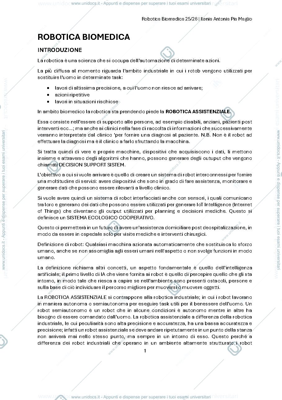 Anteprima pagina 1 — ROBOTICA BIOMEDICA