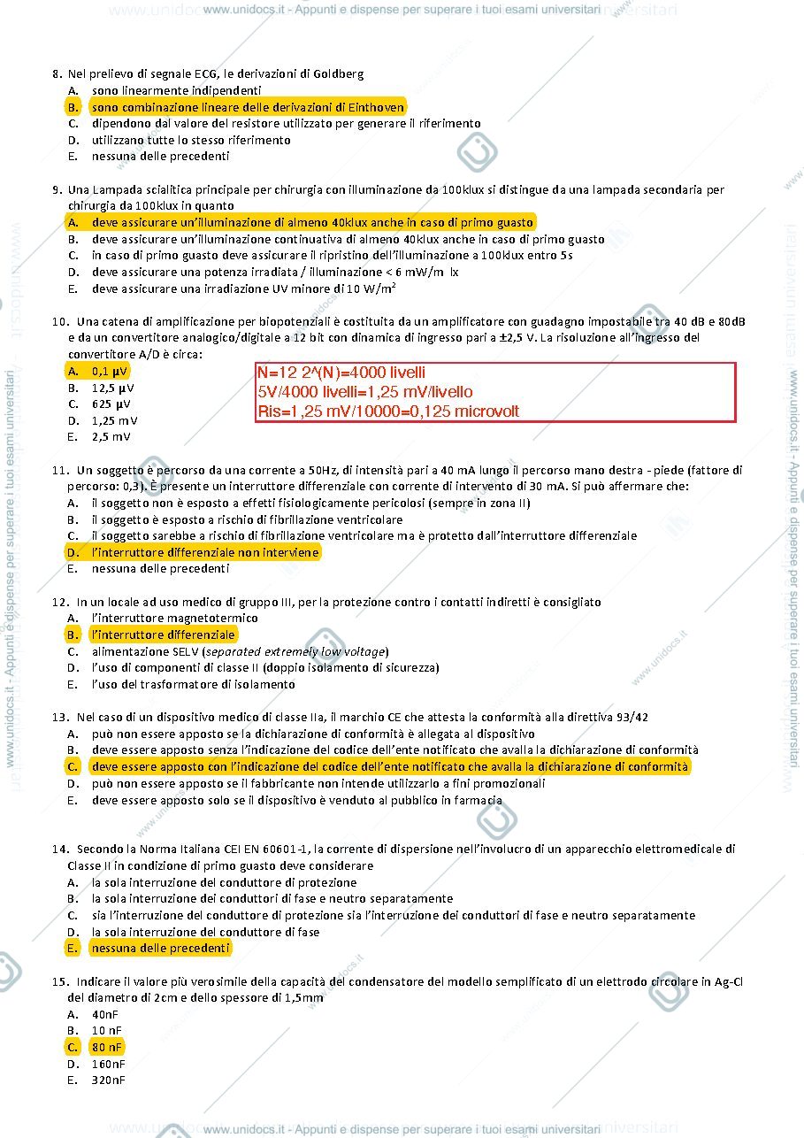Anteprima pagina 2 — Quiz Bioingegneria elettronica e sicurezza
