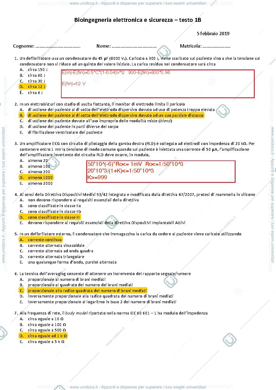 Anteprima pagina 3 — Quiz Bioingegneria elettronica e sicurezza