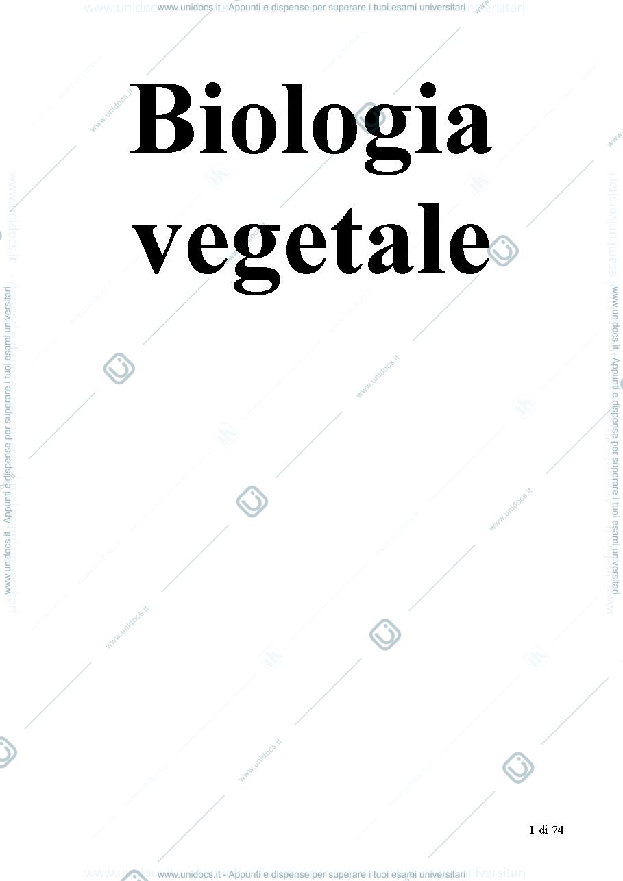 Anteprima pagina 1 — SBOBINA COMPLETA BIOLOGIA VEGETALE CTF