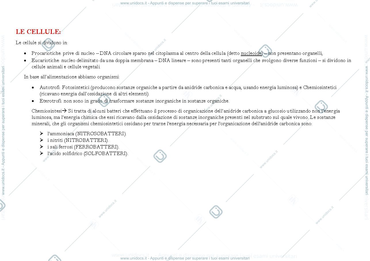 Anteprima pagina 2 — prima parte del corso di biologia