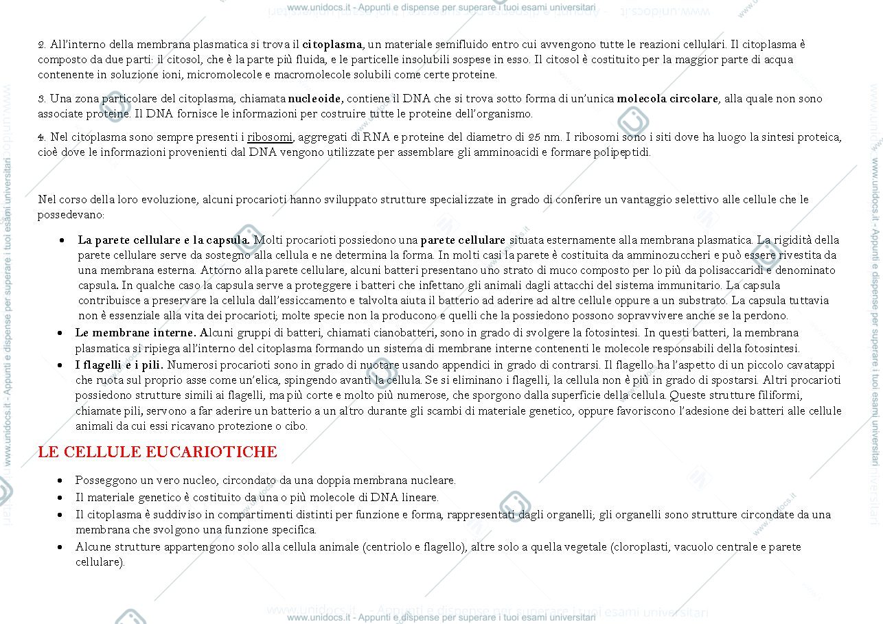 Anteprima pagina 4 — prima parte del corso di biologia
