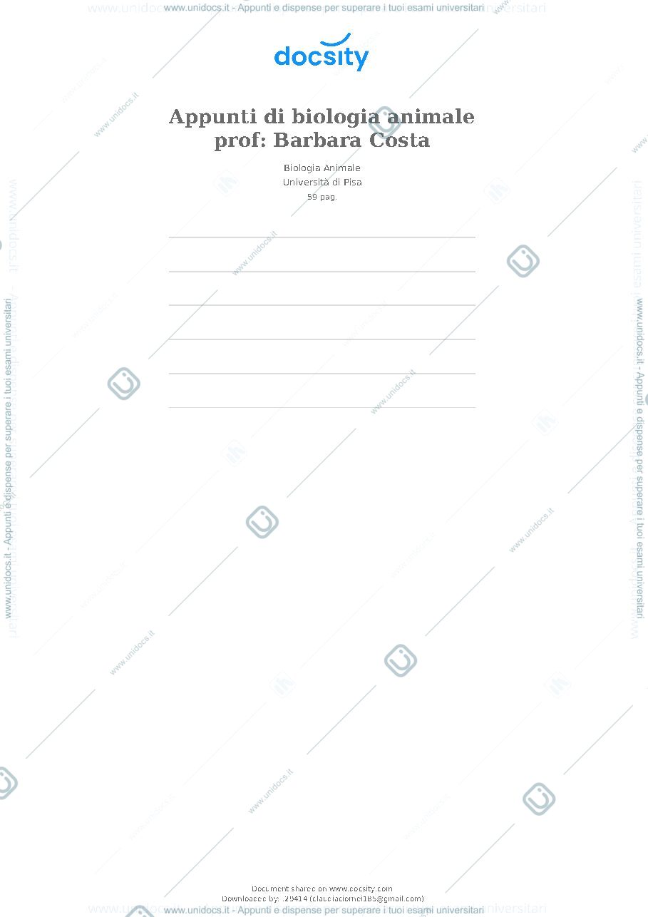 Anteprima pagina 1 — Biologia Animale Costa