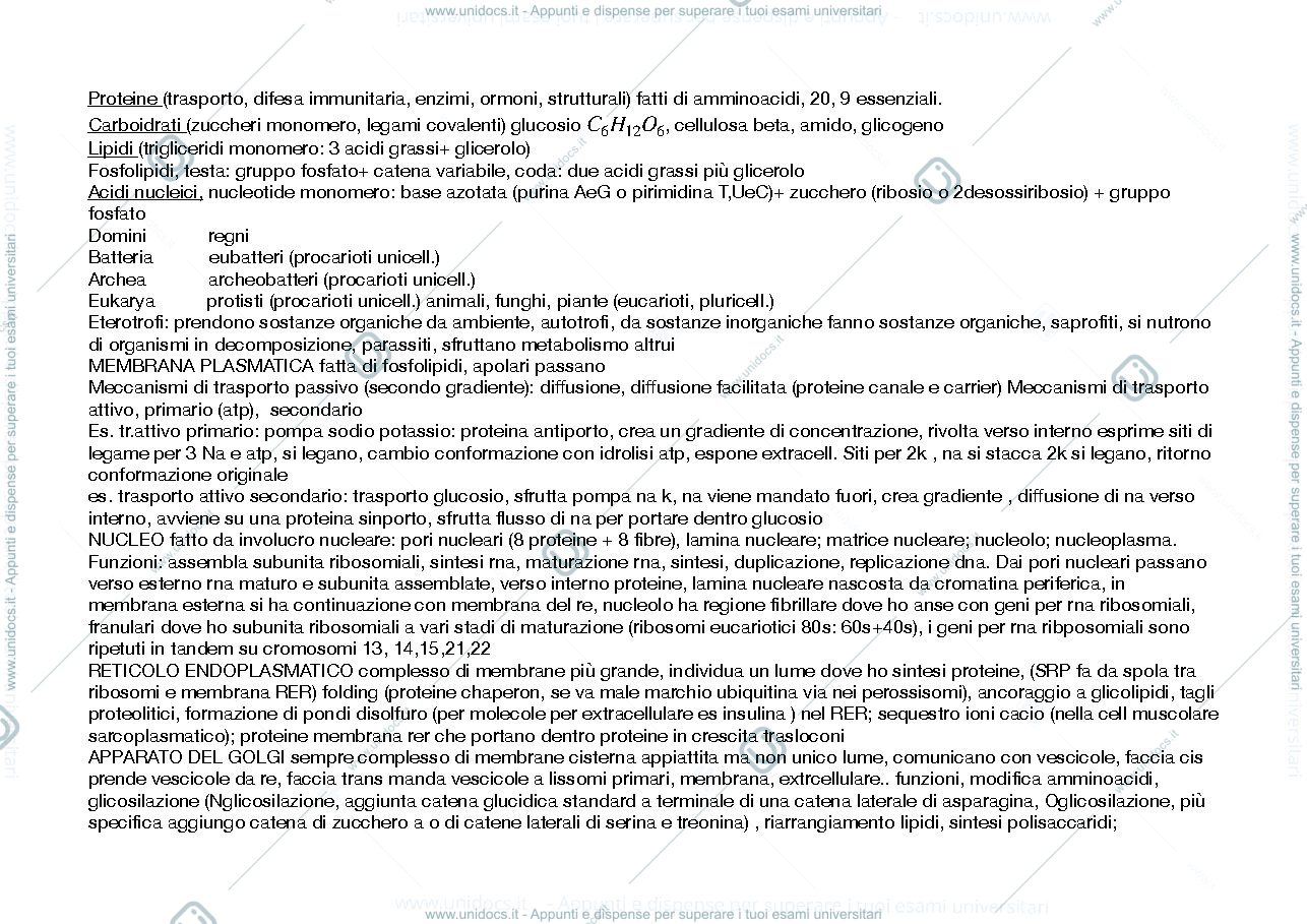 Anteprima pagina 1 — riassunto di biologia animale 