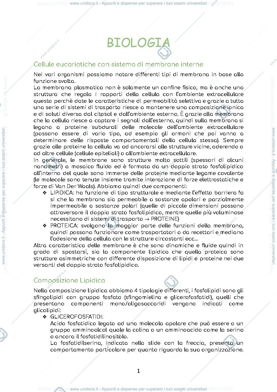 Anteprima pagina 1 — BIOLOGIA CONCONI - Struttura della cellula