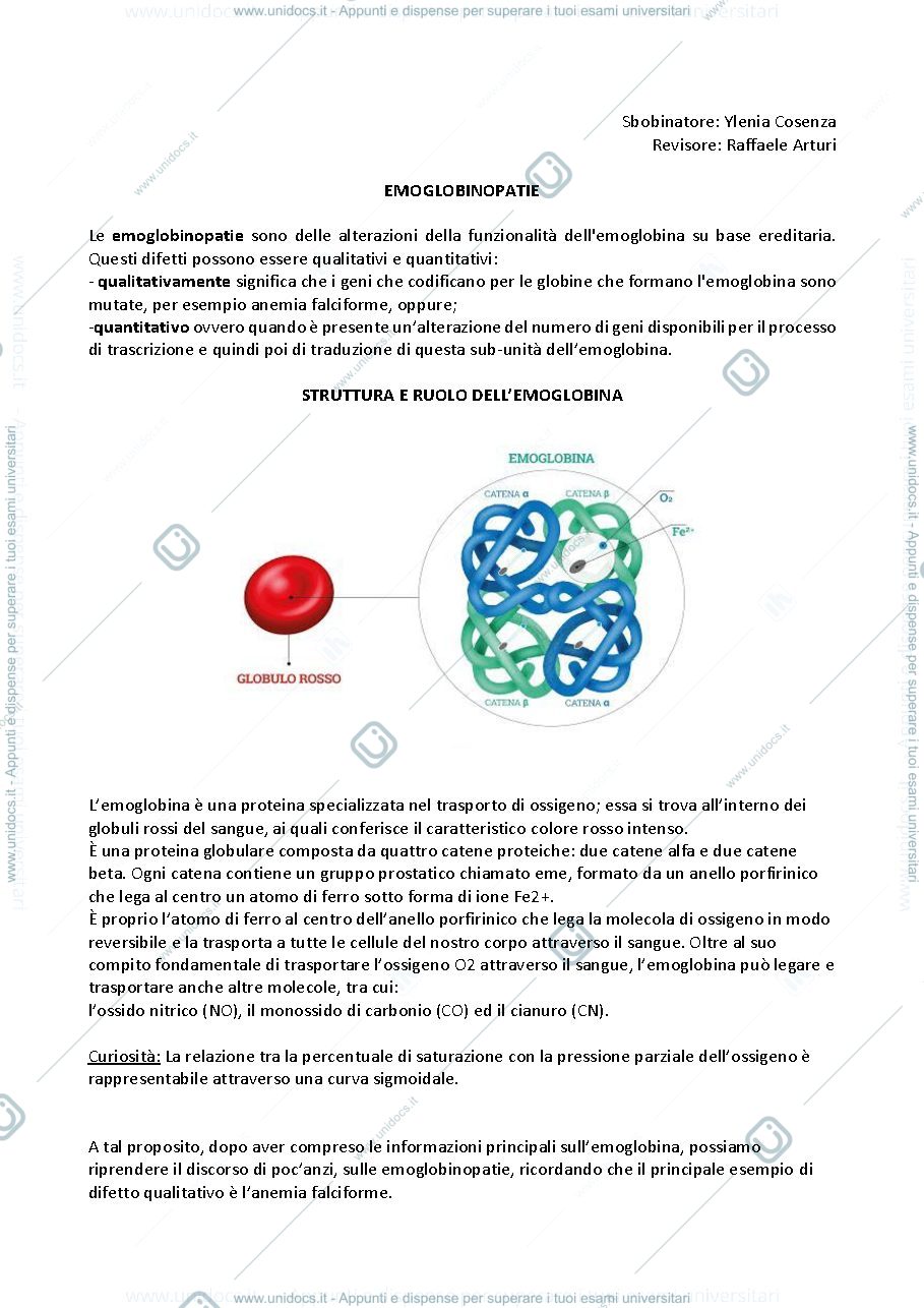 Anteprima pagina 1 — Emoglobinopatie
