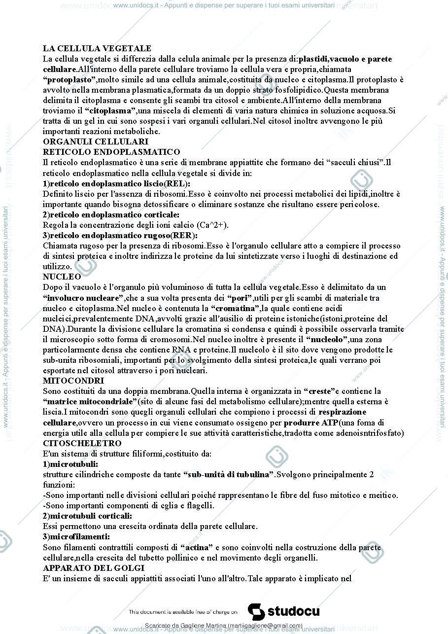 Anteprima pagina 2 — Biologia appunti