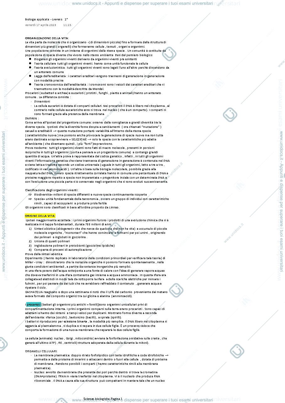 Anteprima pagina 1 — Biologia applicata