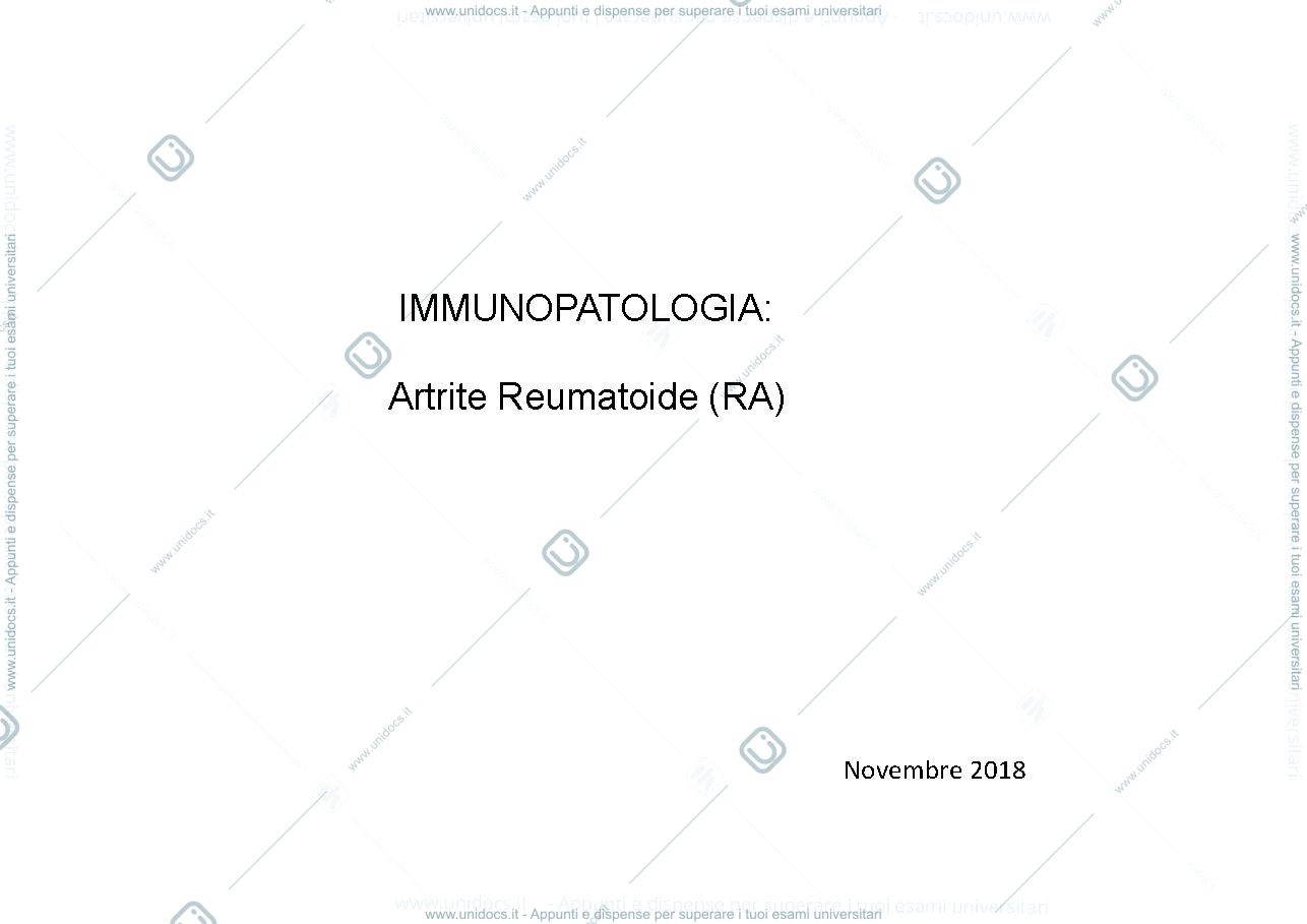 Anteprima pagina 1 — Artrite Reumatoide